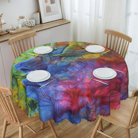 Dreamy Watercolor Art Round Tablecloth - Vibrant Waterproof Dining Table Decor