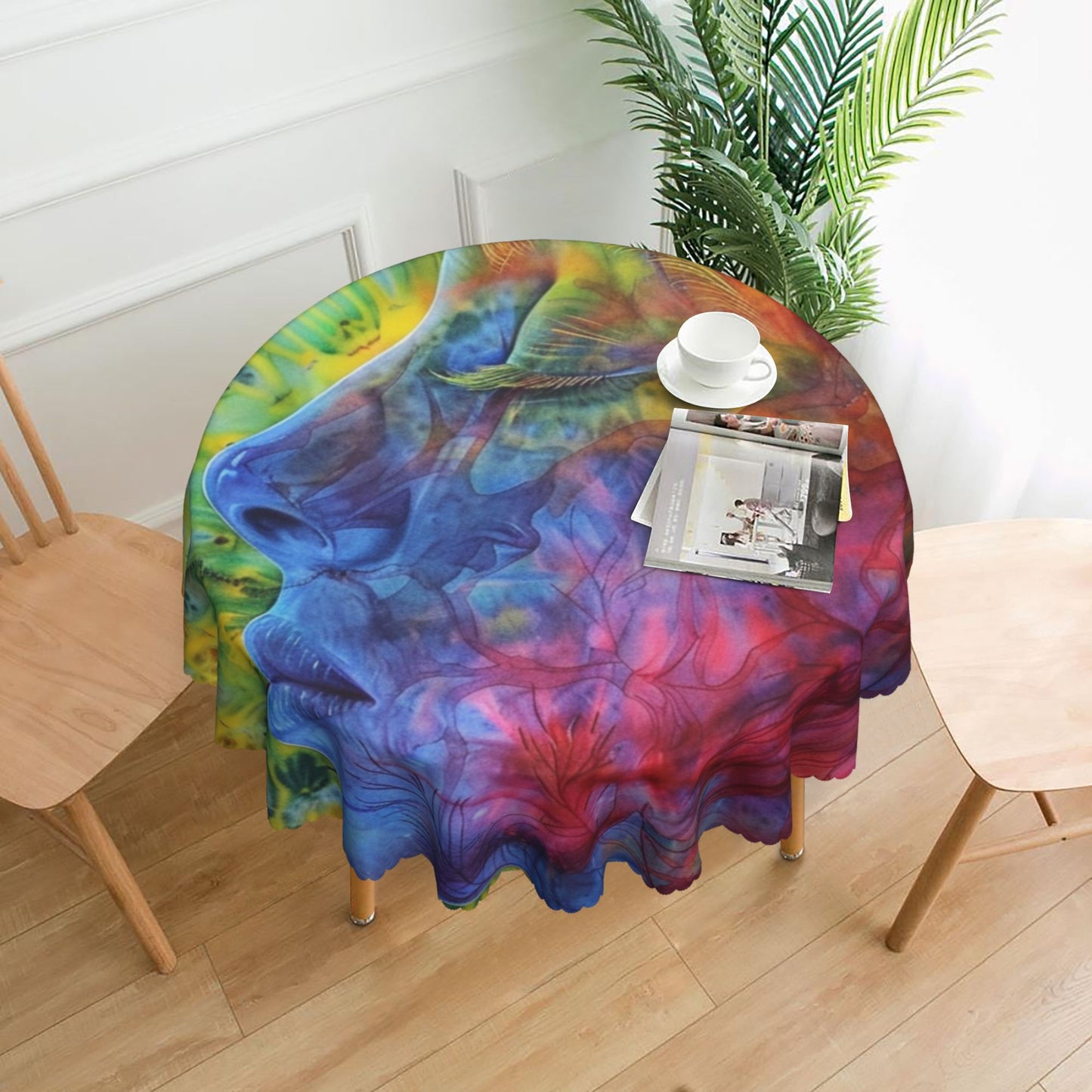 Dreamy Watercolor Art Round Tablecloth - Vibrant Waterproof Dining Table Decor