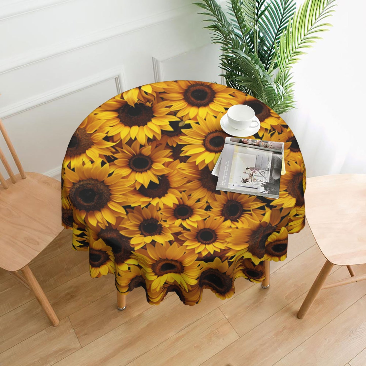 Sunflower-Themed Round Tablecloth - Waterproof Durable Table Decor