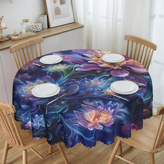 Dreamy Night Sky Floral Round Tablecloth - Waterproof High-Quality Table Decoration